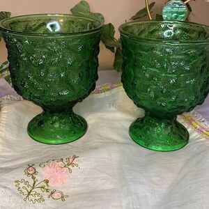 Vintage 1960’s Anchor Hocking “Milano Emerald Green Glasses “